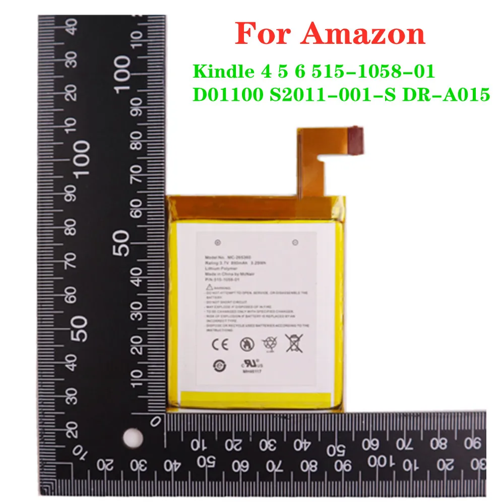 Новый Оригинальный Высококачественный Аккумулятор емкостью 890 мАч Для Amazon Kindle 4 5 6 D01100 515-1058-01 MC-265360 S2011-001-S DR-A015 Аккумулятор для телефона