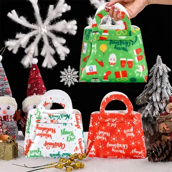 1 шт. Рождественская фетровая сумка-тоут, Портативная Рождественская сумка для упаковки конфет, печенья, бисквита, Подарочная сумка из фетровой ткани ручной работы