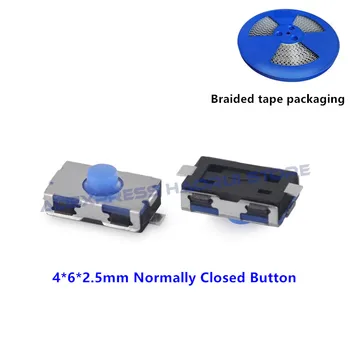 1000шт Синяя силиконовая кнопка 3*6*2.5 мм 4x6x2,5 мм Тактильный переключатель 2Pin SMD Нормально закрытые переключатели 4x6x2,5H Сенсорный микропереключатель
