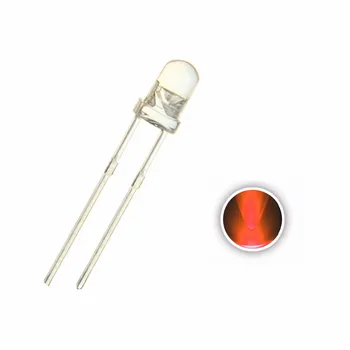100ШТ, оранжевый светодиод F3 3 мм, прозрачная линза, круглая головка, лампа 3V 20mA DIP-2