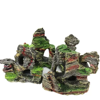 1ШТ Аквариум с видом на горы, имитация декоративного камня, Украшение Аквариума из смолы, украшение декоративного ландшафта