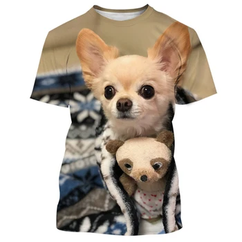 2023, милая собака чихуахуа, яркая 3D футболка для мужчин, 2022, Новая повседневная дышащая футболка для мужчин /женщин, забавная футболка