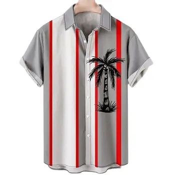 2023 Новая Мужская рубашка, Летняя Свободная Повседневная Удобная Пляжная Рубашка В Пляжном стиле С 3D Принтом, Мужская Праздничная Пляжная футболка, Рубашка