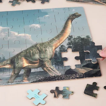 4 В 1 Динозавр Головоломка Pullze Деревянная 3D Креативная Обучающая настольная игра Животные Математические Игрушки для детей Упаковка подарочной коробки на День рождения