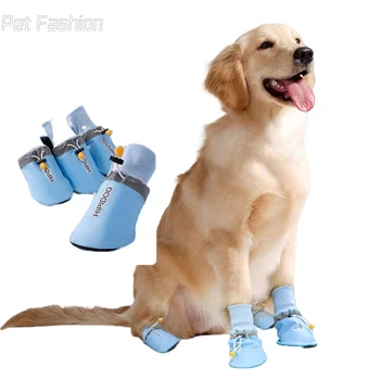 4 шт./компл. Обувь для собак, верхняя одежда с английским принтом, Пинетки, Регулируемые Классические дышащие ботинки для домашних животных большого размера Four Seasons