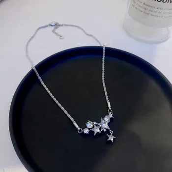 JWER Модное винтажное серебряное ожерелье со стразами в виде звезды для женщин и девочек, Роскошный уникальный дизайн, Эстетические украшения Y2k