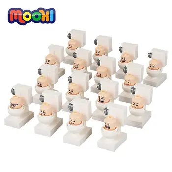 MOOXI Skibidi Toilet Man Vs Monitor 196 шт. MOC Кирпичи Туалетный Корпус DIY Игровые Строительные Блоки Детские Игрушки Для Детей Подарок На День Рождения