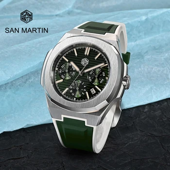 San Martin Лидирующий Бренд Miyota 9120 Спортивные Мужские Роскошные Часы 43 мм Классические Деловые Автоматические Механические Часы для Мужчин 10Bar BGW-9