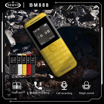 SERVO BM888 Ультратонкий Мобильный Телефон 2G GSM С Двумя Картами Фонарик Будильник Волшебный Голос HD Камера Легкая Клавиатура Мобильный Телефон