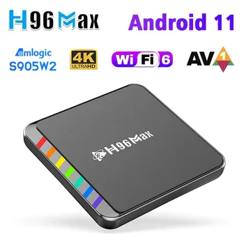 Smart TV Box Android 11 Bluetooth 5.0 WIFI6 AV1 Четырехъядерный WIFI6 4K H96 Max W2 Телеприставка Медиаплеер TV Box