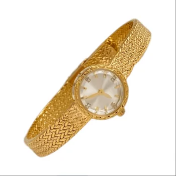 smvp 2023 Новые женские часы В Японском стиле Легкие Роскошные Золотые часы Средневековые наручные часы Золотой браслет Часы Вязаный ремешок для часов