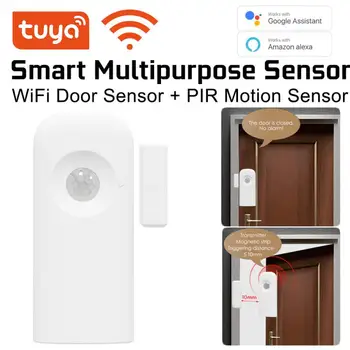 Tuya Smart WIFI Многофункциональный Датчик PIR Датчик Движения Человека Дверной Переключатель Окна Детектор 2 в 1 Работает с Alexa Google Home