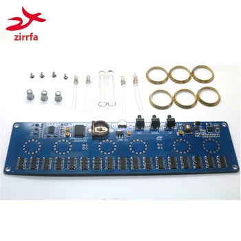 zirrfa 5V Электронный DIY kit in14 nixie Tube цифровые светодиодные часы комплект печатной платы PCBA с коробкой из орехового дерева, без трубок