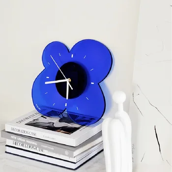 Акриловые настенные часы Klein Blue, Бесшумные часы, настенные Современные Простые домашние Декоративные часы для гостиной