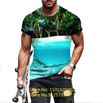 Брендовая летняя футболка BIANYILONG, новая мода, 3D футболка с природными пейзажами, мужская/женская повседневная футболка с круглым вырезом и коротким рукавом