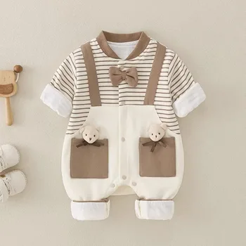 Весенне-осенний комбинезон для детей 3-18 месяцев, высококачественный комбинезон из чистого хлопка, одежда для маленьких мальчиков, детский комбинезон