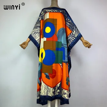 Высококачественное платье WINYI, летнее платье с принтом в стиле бохо, элегантная мусульманская африканская одежда, пляжные наряды для женщин, вечернее платье, вечерние платья