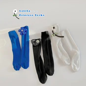 Гетры для девочек, осенне-зимние Новые детские носки с орнаментом, носки принцессы в стиле Лолиты, от 3 до 8 лет