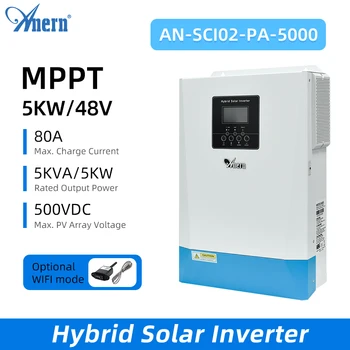 Гибридный солнечный инвертор 5 кВт 48 В 220 В Фотоэлектрический инвертор 5000 Вт с параллельной поддержкой зарядного устройства MPPT 80A