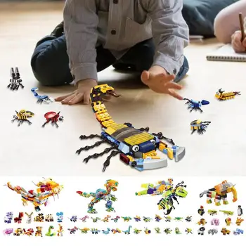 Динозавр Оса Животные Модели Зодиака Строительные блоки Для детей Миниатюрные Кирпичики из частиц Игрушки для раннего развития