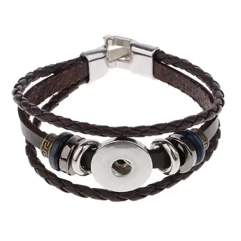 женский 18-миллиметровый кожаный браслет с застежкой из нержавеющей стали, ювелирные украшения с защелками