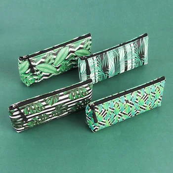 Зеленый полосатый пенал, школьные пеналы для девочек и мальчиков, милая кавайная сумка для карандашей, канцелярские принадлежности для студентов