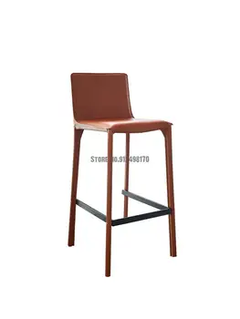 Итальянские легкие роскошные барные стулья современные минималистичные барные стулья бытовые стулья с задними спинками кожаные обеденные стулья промышленного производства высокого качества
