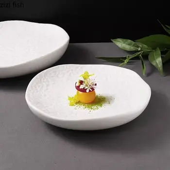 Керамическая обеденная тарелка, изоляционная тарелка с необычным каменным рисунком, Десертная тарелка, тарелки для пасты, специальная посуда для ресторана