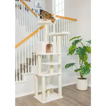 когтеточка для кошек из натурального дерева и кондоминиума Tower, бежевый