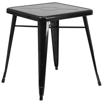 Коммерческий квадратный стол из черного металла диаметром 23,75 дюйма Внутри и снаружи