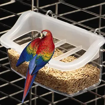 Коробка для корма для птиц из 1 шт., высококачественная прозрачная кормушка для птиц, прочные материалы с защитой от брызг, подвесная кормушка для птиц, принадлежности для птиц