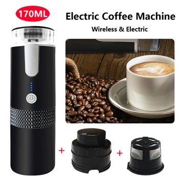 Кофеварка объемом 170 мл, Беспроводная электрическая кофемашина, Встроенный аккумулятор, Перезаряжаемая машина для путешествий на открытом воздухе, Домашняя Автоматическая кофеварка