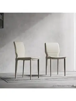 Легкий Роскошный обеденный стул 2021 года, семейное итальянское минималистичное дизайнерское кожаное кресло для макияжа со спинкой