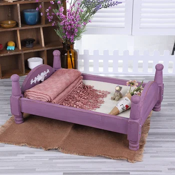 Мебель для кровати, реквизит для фотосъемки новорожденных, Винтажная съемная деревянная кровать для детской фотосъемки, аксессуары