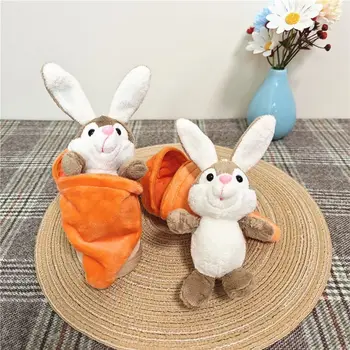 Милый кролик в морковной цепочке для ключей, креативный мультяшный Плюшевый брелок с животными для детского рюкзака, Подвесное украшение