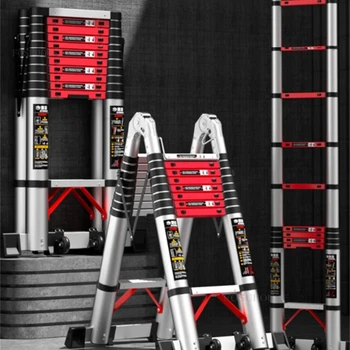 Многофункциональные подъемные стремянки Домашняя телескопическая лестница в елочку из алюминиевого сплава Портативные инженерные складные лестницы B