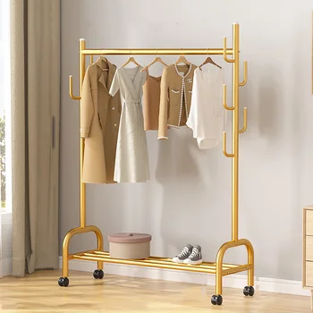Мобильная складная вешалка для одежды Металлическое Золотое колесо Многофункциональная вешалка для одежды Прихожая Современная спальня Мебель Scarpiera для дома