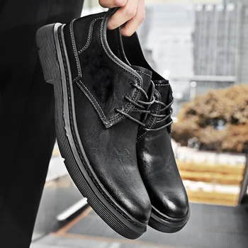 Мужская рабочая кожаная обувь, Весенняя новинка, мужская обувь на шнуровке, дышащая Повседневная обувь в стиле ретро коричневого цвета для мужчин, походные кроссовки 46