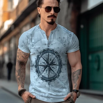 Мужская футболка с 3D-принтом Compass, повседневная стильная мужская футболка, Модный тренд, мужская футболка, Летняя Новая высококачественная мужская футболка