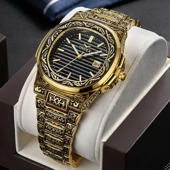 Мужские часы Sdotter, роскошные кварцевые часы лидирующего бренда, Винтажные модные Водонепроницаемые часы, ремешок из нержавеющей стали, мужские часы, Золото Reloj H