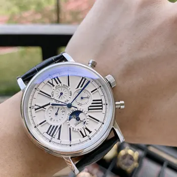 Мужские часы бренда DIASTERIA, все функции, дата, день, автоматические часы для мужчин, Фаза Луны, Механические наручные часы, водонепроницаемые
