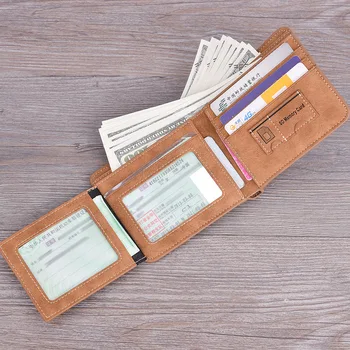 Мужской короткий кошелек в простом стиле, многофункциональный кошелек с несколькими картами, банковская карта, водительские права, кожаный бумажник