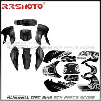 Наклейки KLX110 + наборы черных крыльев для запчастей Kawasaki KLX110 и KX65 MOTO Dirt Pit Bike