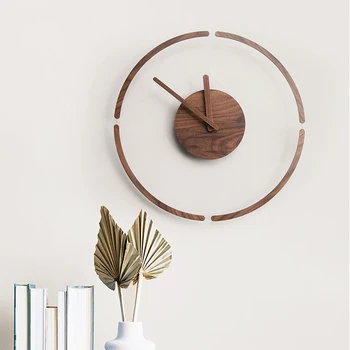 Настенные часы из цельного дерева и стекла в скандинавском минималистичном стиле, кварцевые с бесшумным приводом, фон для гостиной, офиса, украшение дома