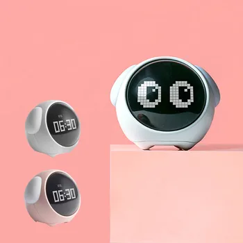 Настольные часы Expression Alarm Clock Пиксельный Будильник Прикроватный Детский Ночной будильник с подсветкой Многофункциональный Будильник для ребенка