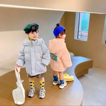Новая детская пуховая куртка с рисунком из мультфильма для мальчиков и девочек, одноразовая зимняя куртка с капюшоном, расстроенным ребенком