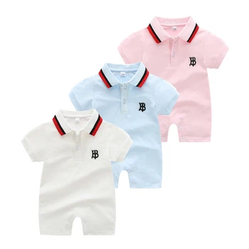 Новая летняя одежда для новорожденных мальчиков и девочек, хлопковый комбинезон с короткими рукавами и алфавитом, 0-24 месяца