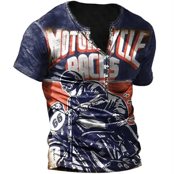 Новая мужская винтажная хлопковая футболка с имитацией мотоцикла, мужская мотоциклетная футболка с коротким рукавом, Футболка Homme Punk Street Appare