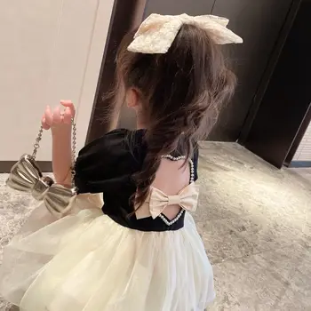 Новое летнее платье принцессы для маленьких девочек, Модное платье принцессы с открытой спиной, платье-пачка для вечеринки, Дня рождения, Детская Бутик-одежда