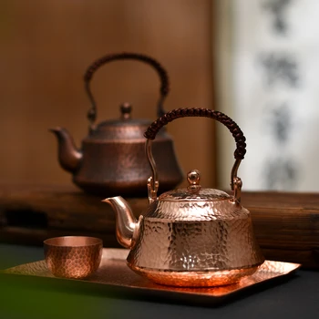 Новый чайник из чистой меди, чайник ручной работы, ретро-кастрюля для чая Кунг-фу, заварочный чайник и чашка